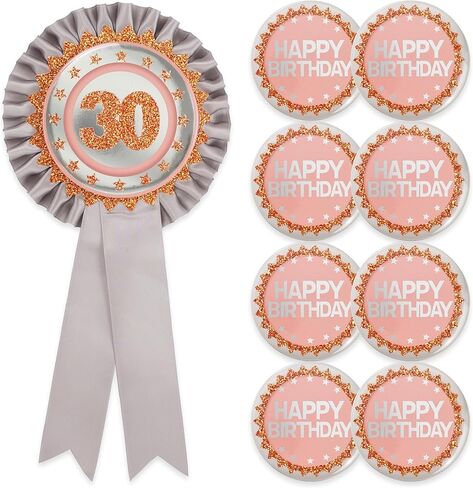 9 قطع من دبابيس زر عيد الميلاد الثلاثين من Cheerland باللون الفضي والذهبي الوردي اللامع لحفلات أعياد الميلاد وزر بروش للنساء من الذكرى السنوية 30 ومستلزمات تزيين حفلات أعياد الميلاد in Kuwait