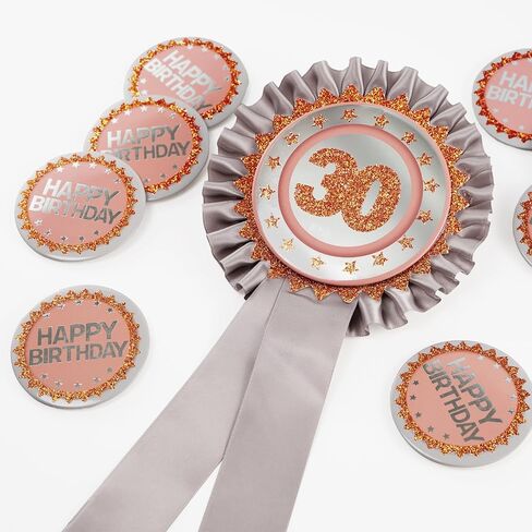 9 قطع من دبابيس زر عيد الميلاد الثلاثين من Cheerland باللون الفضي والذهبي الوردي اللامع لحفلات أعياد الميلاد وزر بروش للنساء من الذكرى السنوية 30 ومستلزمات تزيين حفلات أعياد الميلاد in Kuwait