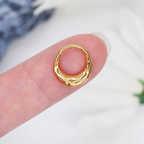 316L Stainless Steel Septum Rings, Segment Nose Rings for Women Men, Cartilage Clicker Earrings Hoop for Helix, Rook, Daith, Tragus Piercing Jewelry in Kuwait