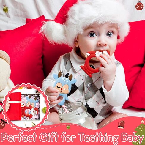 3Pcs Christmas Silicone Teething Toys for Babies,The First Christmas Baby Soothe Teething Chew Toys Infants Soft Teether Toys Toddler Snowman Design Toys Christmas Birthday Gifts for Baby Boy and Girl in Saudi Arabia