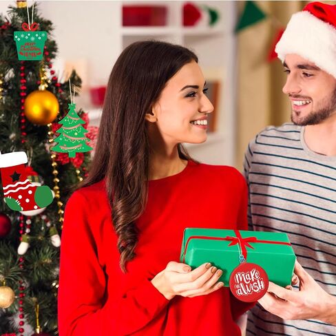 زينة عيد الميلاد الخشبية، 20 قطعة من صندوق هدايا خشبي صغير غير مكتمل DIY، حرف فارغة مجمعة للطلاء لتزيين شجرة عيد الميلاد المعلقة ديكور المنزل، مستلزمات حرفية يدوية شخصية، يتضمن حبل in Saudi Arabia