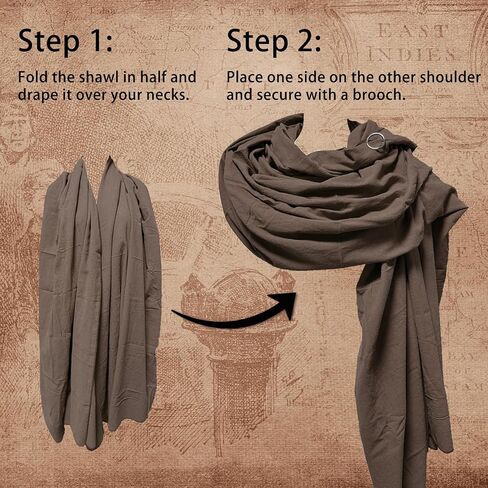 Medieval Shawl Pirate Scarf with Pin, Post Apocalyptic Shaman Cowl Hood Retro Viking Bandana, Renaissance Costume in Kuwait