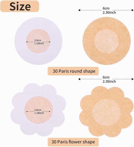 60pcs Niple Cover for Women,Disposable Nipple Covers,2.36In Breast Petals Nipple Covers,Nipple Covers No Show,Nonwoven Fabric Nipple Stickers,Nipple Covers for Backless Dresses Halter Tops in Saudi Arabia