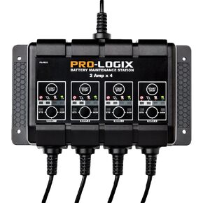 Clore Automotive PL4020, Pro-Logix 4-Bank, 8-Amp (2-Amp Per Bank) Fully Automatic Smart Charger, 12V Battery Charger, Battery Maintainer, Desulfator with Temperature Compensation, Black