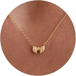 HANLI Gold Necklace for Women - Bow Necklace 14K Gold Plated Dainty Cubic Zirconia Bow Necklace Small Bow Necklace Trendy Necklaces for Women Minimalist Jewelry