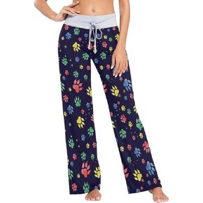 Womens Pajama Pants Soft Sleepwear Drawstring Wide Leg Lounge Long Bottoms XS-XL