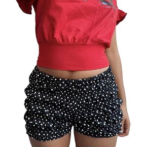 Women Y2k Gingham Boxer Shorts Plaid Ruffle Shorts Y2k Girls Cute Micro Shorts Pajama Bottoms Party Streetwear