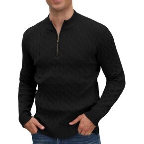 Aimeilgot Mens Quarter Zip Sweaters Turtleneck Knit Long Sleeve Twisted Pattern Casual Slim Fit Pullover Sweater