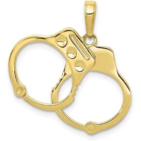 Solid 10k Yellow Gold Handcuffs Pendant Charm