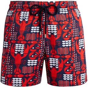 Vilebrequin Men Stretch Flat Belt Swim Trunks Graphic Lobsters