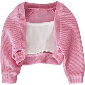 Floerns Toddler Girl's Open Front Bolero Shrug Knitted Long Sleeve Cardigan Sweater
