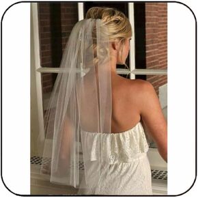 Latious 1 Tier Bride Wedding Veils White Elbow Length Short Bridal Veil Bachelorette Tulle Veils with Comb for Women