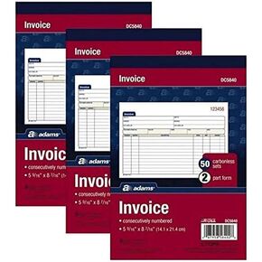 Adams Invoice Book, 2-Part, Carbonless, 5-9/16 x 8-7/16 Inches, 50 Sets per Book (DC5840) (3 Pack)