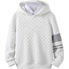 GORGLITTER Boy's Waffle Knit Hoodie Casual Long Sleeve Drawstring Hooded Sweatshirt