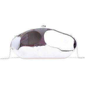 Women's Acrylic Shell Shape Evening Clutch Purse Formal Metallic Unique Egg Handbag for Wedding Party Prom