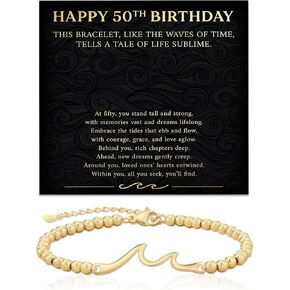 Happy Birthday Wave Charm Bracelet for Women The Waves of Life We've Through Together Birthday Gifts Idea Wave Bracelet for Gramma Mother Sister Friend