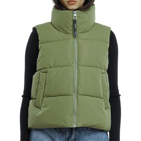 Women's Padded Puffer Vest, Lightweight Basic Winter Outwear Vest, Sleeveless Versatile Casual Puffy Bubble Gilet