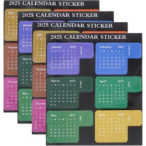 NUOBESTY Calendar Stickers, 2 Set 2025 Calendar Stickers Self Adhesive Calendar Stickers Monthly Tabs Planner Stickers or Notebooks, Calendars
