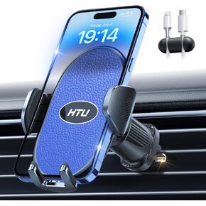 HTU Pro Car Cell Phone Holder for Air Vent,【Immediate & Lasting Stability】 Sleek Anti-Shake Phone Mount Safe Driving, 360°Adjustable Phone Stand for iPhone Samsung, Automobile Cradles, Light Blue