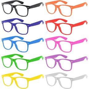 OWL 10 Pcs Bulk Kids Nerd Glasses, UV Protected Childrens Non Prescription Clear Lens Fake Toddler Glasses