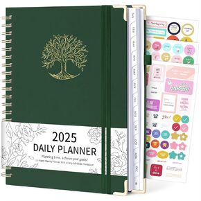 2025 Planner, Weekly and Monthly Planner 2025, Planner with Notes Pages, Spiral Bound, Inner Pocket, A4 (8.5" x 11") - Green