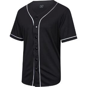 SPTEHW Blank Plain Baseball Jersey Short Sleeve Button Down Shirts Sports Hip Hop Hipster Jersey S-3XL
