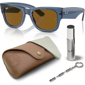 Ray-Ban RB0840S MEGA WAYFARER Square Shape Sunglasses With Eyewear Kit Bundle - High Bridge Fit - Square Sunglasses