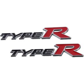 BYOBYO 2Pcs Type-R Logo Car Emblem 3D Metal Badge Decals Letter Style Racing Sport Car Bumper Badge Self-Adhesive Car Side Rear Trunk Badge Turbo Sticker Car Body Decorations