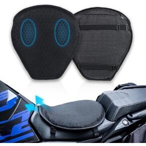 Gel Pad Motorcycle Seat Cushin - All Weather, Shock Absorbing Gel Cushion - Breathable Mesh, Non-Slip for Long Rides - Universal Motorcycle Seat for Sport, Cruiser, Touring & Adventure Bike