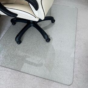 Marvelux Tempered Glass Office Chair Mat for Carpet & Hardwood Floors Clear Carpeted & Hard Floor Protector, Executive Thick Chair Mat for High & All Pile Carpets & Hard Wood with No Slip Pads 36"x40"