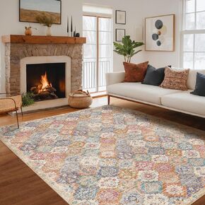 سجاد منطقة Kokia المغربي مقاس 8 × 10، سجادة شرقية لغرفة المعيشة، سجاد هوبو غير قابل للانزلاق وقابل للغسل وغير قابل للتساقط لغرفة النوم وغرفة الطعام زيتوني 8 × 10 in Kuwait