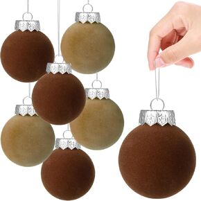 YUJUN 12 PCS Christmas Large Velvet Balls Ornaments 3.14In Shatterproof White Green Tree Hanging Plastic Ball Set Xmas Bulk Flocked Ornaments for Christmas Tree Home Party Wreath Decorations