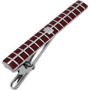 Burgundy Check Tie Clips