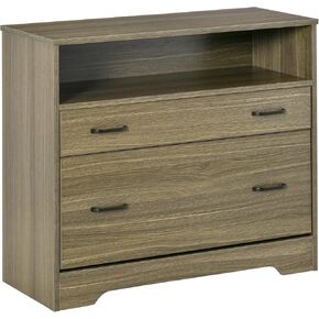 Vinsetto Lateral File Cabinet with Shelf, 2 Drawer Filing Cabinet for Letter Sized Papers, Print Stand, Charcoal Grey