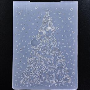Merry Christmas Tree Happy New Year Snowflake Snowfall Star Background Plastic Embossing Folders for Card Making Scrapbooking and Other Paper Crafts 22092607