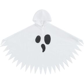 Toddler Ghost Costume Baby Kids Boy Girl Halloween Outfit Ghosts Face Hooded Cloak Cape Poncho Cosplay Clothing