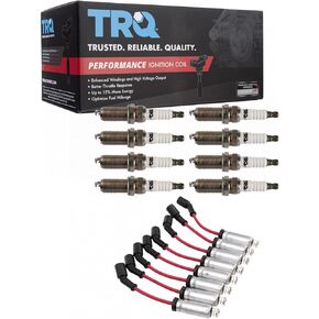TRQ Performance Ignition Kit Spark Plugs Spark Plugs Wire Set Red Compatible with 02-06 Cadillac 97-07 Chevrolet 99-07 GMC 03-07 Hummer 99-02 Pontiac