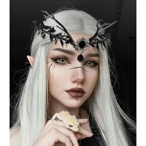 JeVenis Dark Evil Renaissance Elf Headpiece Elf Ears Elf Head Jewelry Circlet Headpiece for Fantasy Party