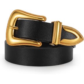 Women Leather Belt Fashion Leather Waist Belt for Pants Jean Ladies Western Leather Belt