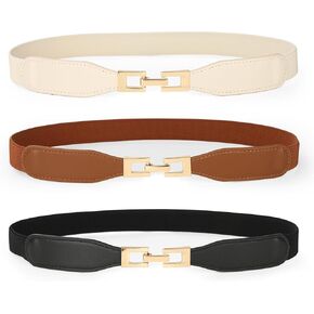 3 Pack Women Skinny Elastic Belts for Dress Waist Belt for Pants Stretch Thin Belt