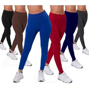 Active Club 6-Pack of Leggings for Women, High-Waisted Womens Leggings with Tummy-Control Waistband Updated 2024 Legging