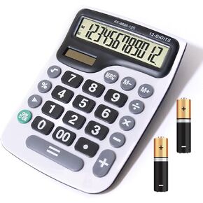 12 Digit Desktop Calculator with Large LCD Display and Sensitive Button, Dual Solar Power and Battery, Standard Function for Office (YE8898)