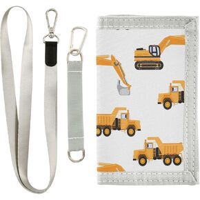ALAZA Kids Wallets for Boys Girls Toddler Trifold Wallet Children Small Industrial Car Excavator Trucks with Zipper Coin Pocket