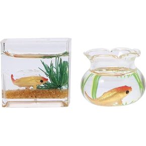 2Pcs 1/12 Scale Accessories Dollhouse Fish Tank，1: 12 Scale Miniature Fish Bowl Miniature Dollhouse Accessories for Garden Scene Decor Desktop Ornaments，Dollhouse Accessories，Dollhouse Décor