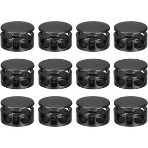 uxcell 12pcs Metal Cord Locks, 3.5mm Double Hole Spring Stopper Fastener Slider Toggles End for Drawstrings Bags Backpacks Clothing Lanyard, Golden