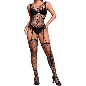 Sexy Fishnet Bodysuit, Rave Halloween Festival, Fit 0-18, Exotic Outfits For Women Cut Out Mesh Plus Size Concert