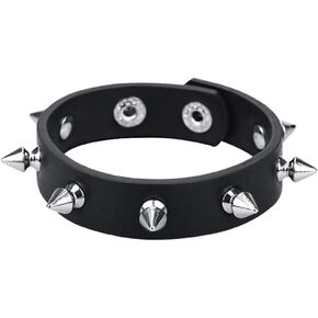 Punk Studded Spike Bracelet Goth Leather Cuff Bangle Rock Black Wristband