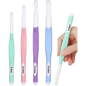 Coopay 4PCS Large Crochet Hooks, Big Crochet Hook Set Ergonomic Soft Grip, Crochet Needles for Crocheting Chunky Yarn Premium Crochet & Knitting Supplies for Beginners, Crochet Needles Set for Blanket