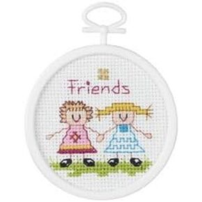 Janlynn 405811 Friends Mini Counted Cross Stitch Kit-2.5 in. Round 18 Count