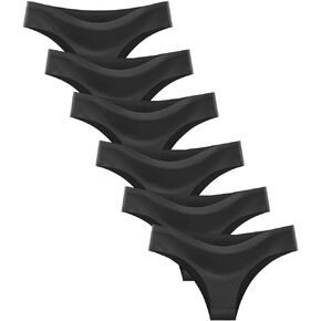 Women's Seamless No Show Tanga Panties 6 Pack Half Back Coverage Cheeky Laser Cut Invisible Bikini Underwear